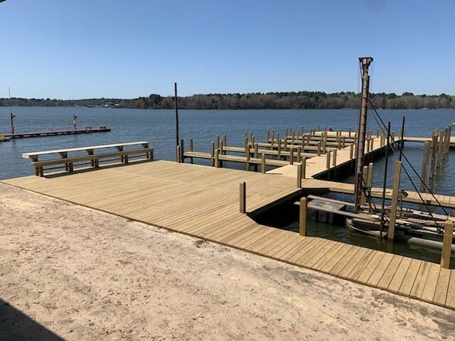Resort marina dock system built by Shoretech on a Texas lake