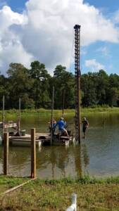The Pile Driving Begins - Private Pond, Trinity County